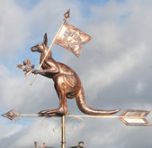Kangaroo weathervane with oak leaves